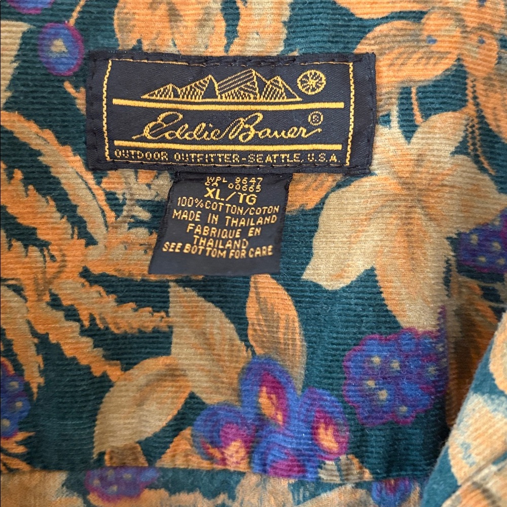 Vintage Eddie Bauer Corduroy Floral & Berry Long Sleeve RARE Dress Size XL - Picture 2 of 8